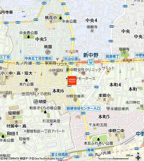 まいばすけっと中野本町4丁目店付近の地図